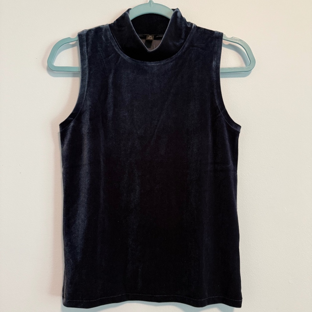J Crew Women’s Navy Velvet Mock Neck Tank Size S